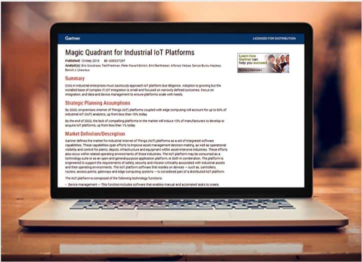 Gartner Magic Quadrant for Industrial IoT Platforms 4 Gartner Magic Quadrant user interface